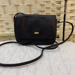 Preston & York Black Grain Leather Crossbody Bag 7in x 5in x 2in